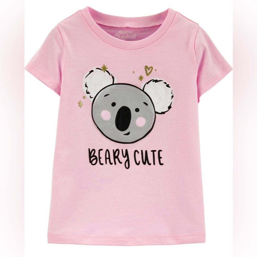 New OshKosh B'gosh Girls 4T Graphic Top T-shirt Pink Koala Beary Cute Cotton